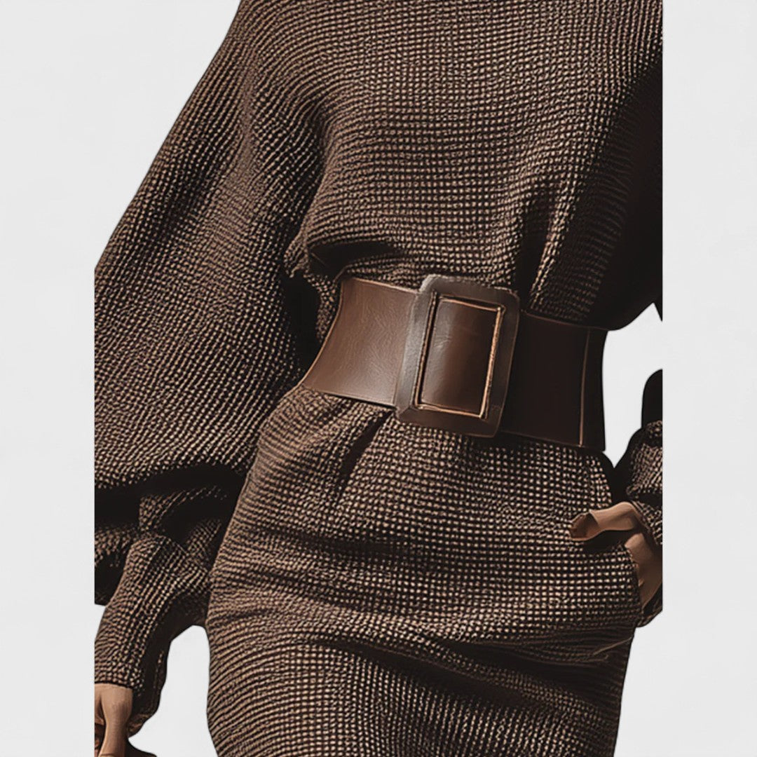 Kowalski™ | Krótka sukienka dzianinowa z strukturalnym paskiem