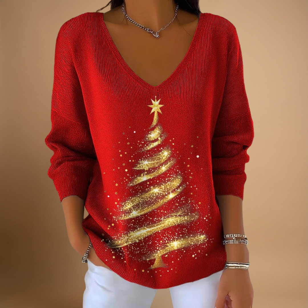 Kowalski™ | Świąteczny Sweter z Złotą Choinką