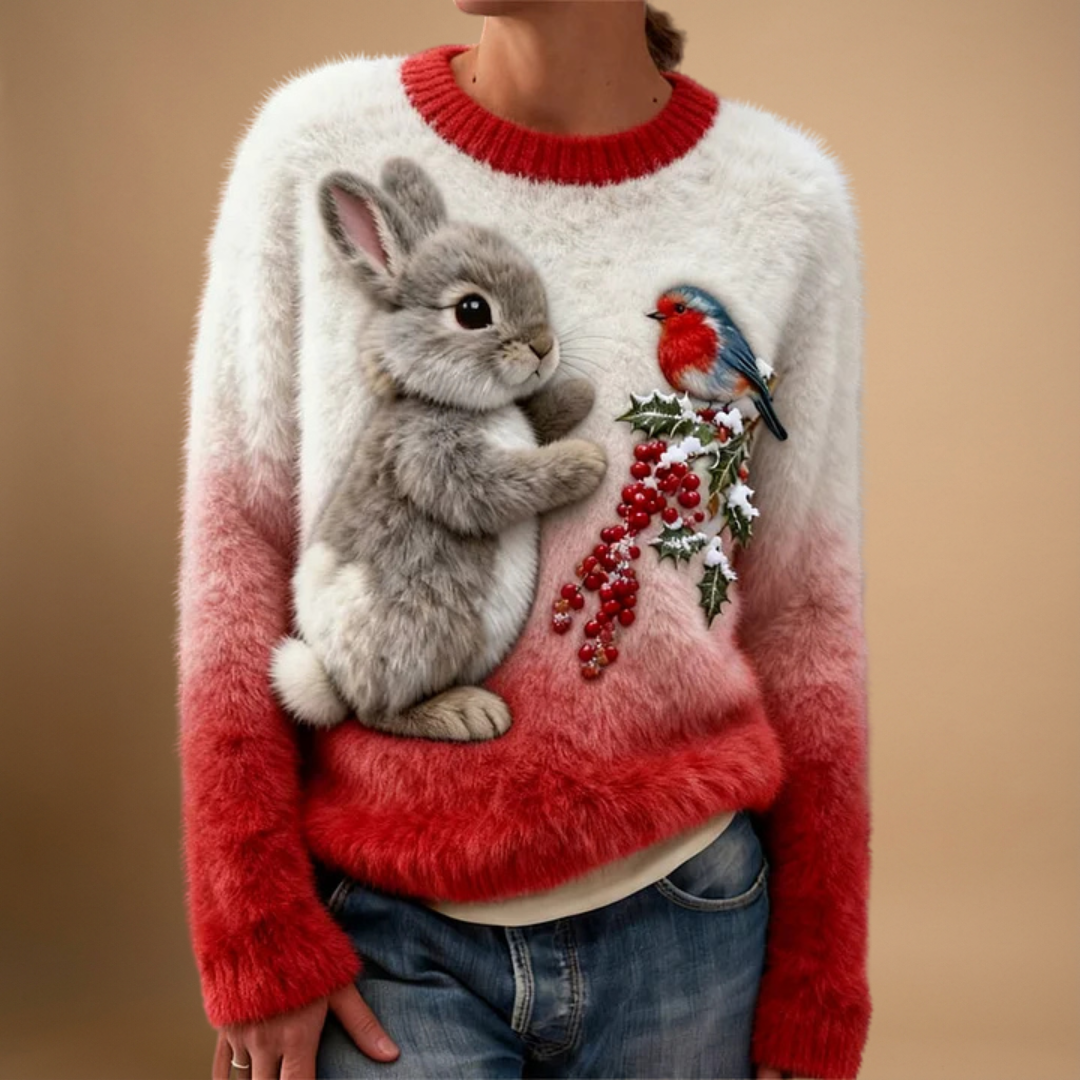 Kowalski™ | Pluszowy Sweter z Świątecznym Królikiem