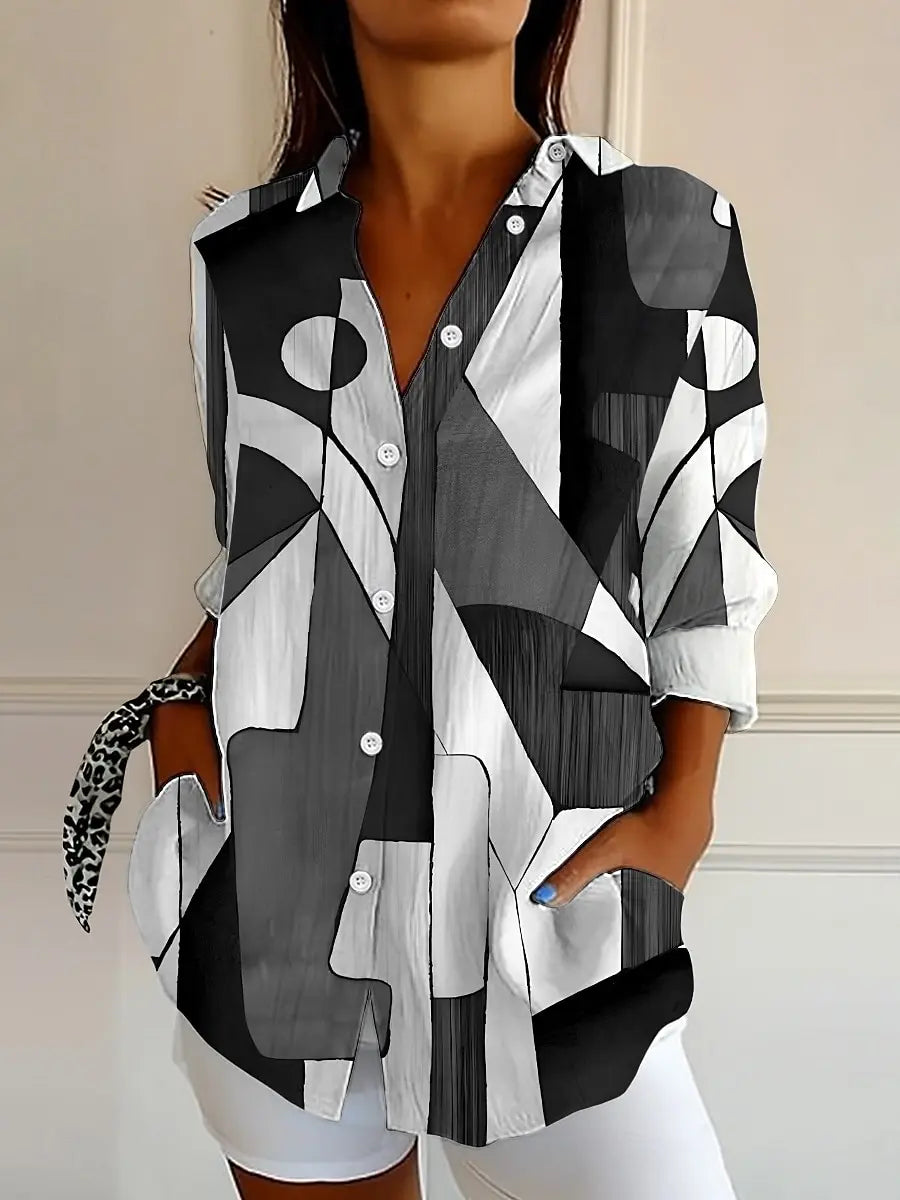 Kowalski™ | Luźna Bluzka z Wzorem Geometrycznym