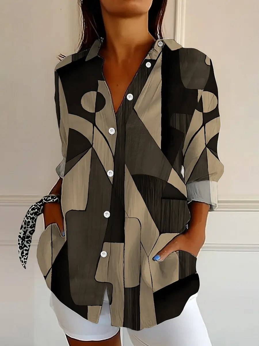 Kowalski™ | Luźna Bluzka z Wzorem Geometrycznym